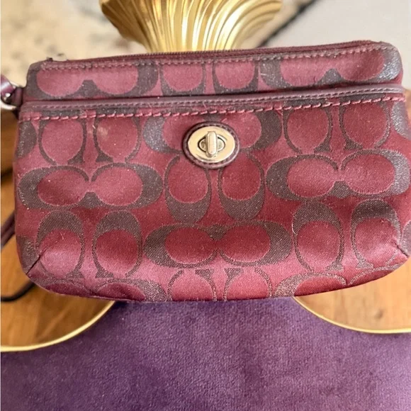Coach  Burgundy Wristlet - Picture 3 of 6